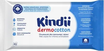 Produktbild von Kindii Dermo Baumwolle Feuchttücher für Babys und Kinder, 40 Stück