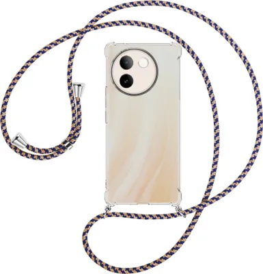 Produktbild von Handykette Backcover-Schutzhülle mit Band (Metall silberfarben) für vivo V30E 5G / V40 lite 5G - blau+beige