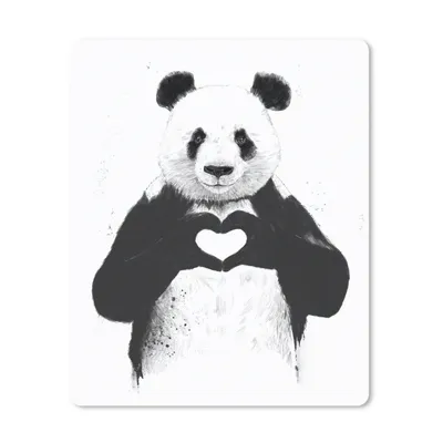 Produktbild von MuchoWow® Mauspad Mousepad Panda - Herz - Tiere - Liebe 19x23 cm - Mousepads - Maus Mat - Pad - Mausunterlage - Mauspads - Spielen