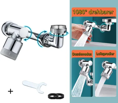 Produktbild von Spritzfilter Wasserhahn, 1080? drehbarer Wasserhahn Luftsprudler Doppelfunktional Wassersparender Siebstrahlregler, Mischdüse Aufsatz, für Küche Bad -B