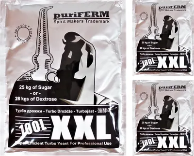 Zdjęcie produktu dla HUGBERT Turbohefe Puriferm XXL 100 litrów wódki Alkohol Drożdże fermentacyjne Drożdże destylacyjne 18%, 3 sztuki