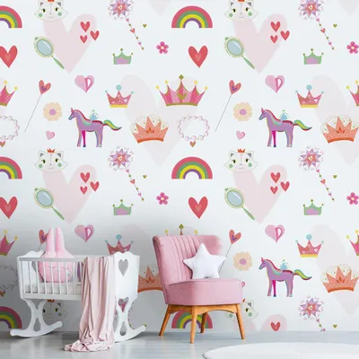 Image de Profhome 391931-GU Papier peint photo papier peint d'enfant mat rose blanc 1,59 m x 2,8 m
