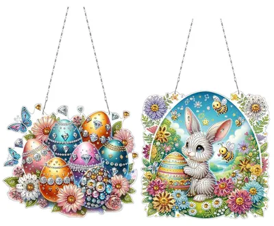 Produktbild von DIY Diamond Art Painting Anhänger Ostern 5D Diamant Malerei Set mit Kette