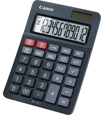 Produktbild von Canon Tischrechner, 12-stelliges großes, angewinkeltes Display, Solar- und Batteriebetrieb, schwarz