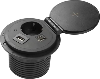 Image de Prise de table GTV avec fonction de charge par induction et USB Noir