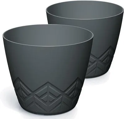 Produktbild von Blumentopf 30 cm Schwarz - 2er Set