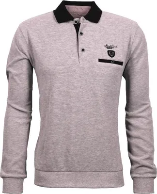 Produktbild von Monte Carlo Sweatshirt Herren silbergrau mit Kragen und Brusttasche