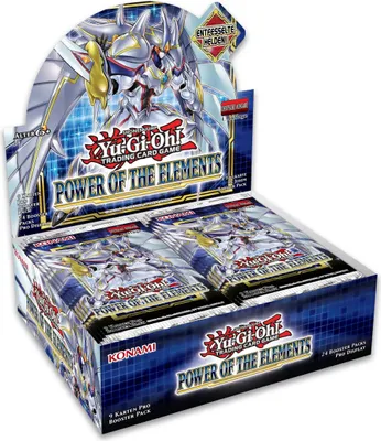 A display box of Yu-Gi-Oh! trading cards.