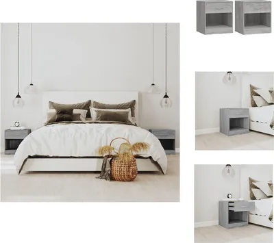 Immagine prodotto di vidaXL Comodini 2 pezzi con cassetto Grigio Sonoma - Comodini