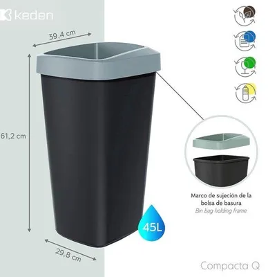 Produktbild von 45l Recyclingbehälter Kunststoff praktisch grau