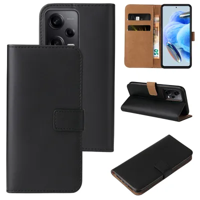 Produktbild von Handy Hülle für Xiaomi Redmi Note 12 Pro 5G Klapphülle Bookcase Flip Cover Handy Tasche Etui Farbe: Schwarz