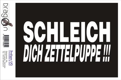 Produktbild von Aufkleber / Autoaufkleber - JDM / Die cut / Auto / OEM - Schleich dich Zettelpuppe!!! - 210x100mm schwarz - Heckscheibe / Heckscheibenaufkleber