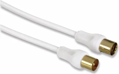 Produktbild von HAMA Antennenanschlusskabel 132150, Stecker/Kupplung, weiß, 3 m, vergoldet