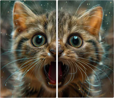Produktbild von Spritzschutz Herdabdeckplatte Schneidebrett aus Glas Nasse Katze 2-Teilig (60x52cm)