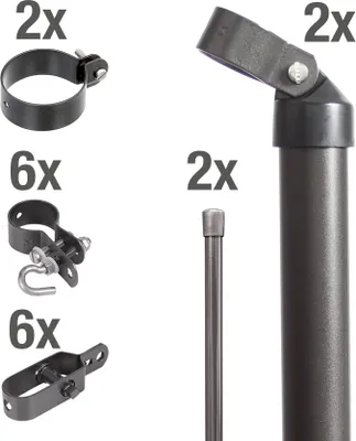 Produktbild von Alberts 634377 Zaunanschluss-Set Wellengittertor an Maschendrahtzaun | Set,2s | zinkphosphatiert anthrazit-metallic | zum Einbetonieren