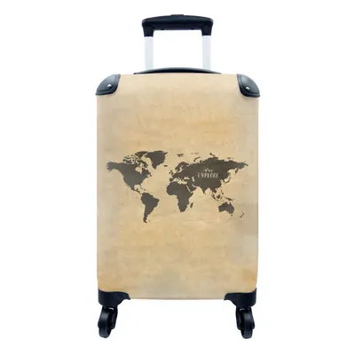Obrázok produktu pre Kufrík Ručná batožina na kolieskach Malý cestovný kufor so 4 kolieskami Mapa sveta - Retro - Citáty - Veľkosť kabíny < 55x40x23 cm & 55x40x20 cm -