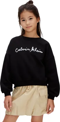 Produktbild von Calvin Klein Mädchen Sweatshirt mit Rundhalsausschnitt, Schwarz (1716 Black), 14