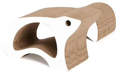 Productafbeelding van Kratzplank Catit Zoo, ijsbeer, 2-in-1, gegroefde krabplank in dierenvorm, ongeveer 46 x 22 x 30 cm, wit, bruin, karton