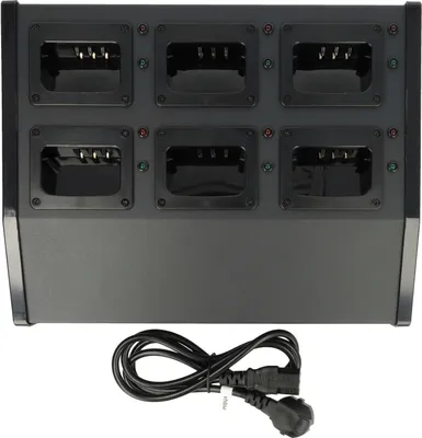 Produktbild von vhbw 6-fach Ladegerät kompatibel mit Kenwood TK-3200P, TK-3200LP, TK-3200L-U15P, TK-3200-U2P Funkgerät-Akkus - Ladestation + Stromkabel, 9 V, 6 A