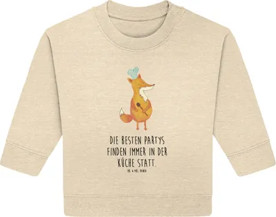 Produktbild von Mr. & Mrs. Panda Organic Baby Pullover Fuchs Koch 12. - 18. Monat - Natural Raw - Geschenk, Spruch Lustig, Bäcker, Hungrig, Bullover, Chefkoch