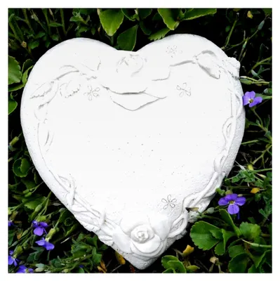 Produktbild von Herz mit Rosen Grabschmuck Gedenkstein Dekoration 14,5 cm