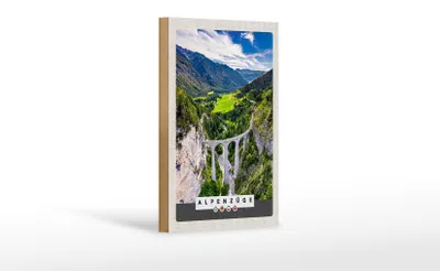 Produktbild von Holzschild Reise 12x18 cm Alpenzüge Schweiz Österreich Natur