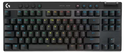 Imagen del producto de Logitech G PRO X TKL, inalámbrico, tecnología inalámbrica RF + Bluetooth, teclado mecánico, distribución QWERTY, iluminación LED RGB, color negro