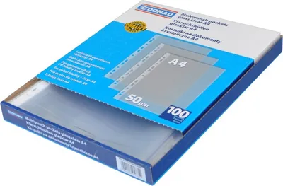 Obrázok produktu pre DONAU Polypropylénové obaly na dokumenty formátu A4, 100 ks, 50 mikrónov, priehľadné