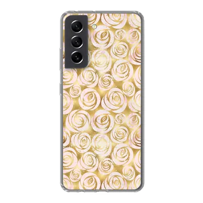 Produktbild von MuchoWow® Handyhülle Schutzhülle Hülle für Samsung Galaxy S21 FE Marmor - Gold - Rosen - Muster Silikon Softcase Handy Hülle - Mobiltelefonhülle