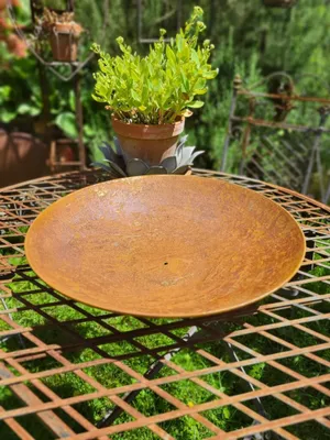 Produktbild von Edelrost Dekoschale rund, flacher Boden, 37 cm