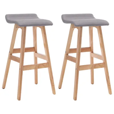 Image de vidaXL Tabouret de bar 2 pcs tissu gris clair