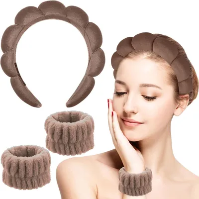 Produktbild von Haarbänder Set für Gesichtswäsche, Frottee mit Schwammfutter, weicher und saugfähiger Stoff, für Hautpflege