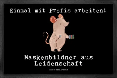 Produktbild von Mr. & Mrs. Panda Vorleger Maskenbildner Leidenschaft 50 x 75 cm - Schwarz - Geschenk, Kosmetikstudio, Lustig, Ausbildung, Schmutzfangmatte, Bodenvorleger, Fussmatte