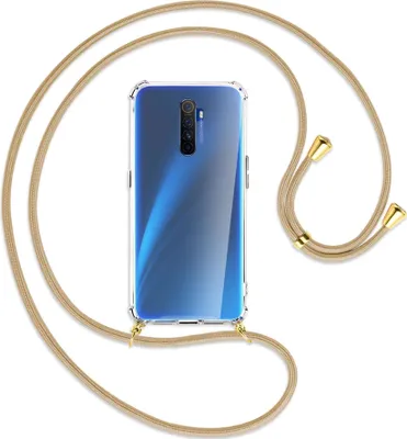 Produktbild von Handykette Backcover-Schutzhülle mit Band (Metall goldfarben) für Realme X2 Pro - caramel