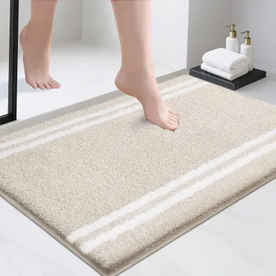 Zdjęcie produktu dla Dywanik łazienkowy 60 x 91 cm, mikrofibra, antypoślizgowy, beżowy, do łazienki