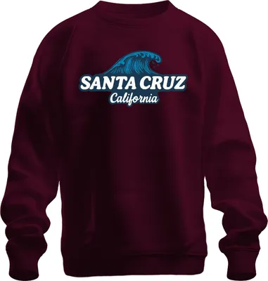 Produktbild von Santa Cruz California Surfen Welle Strand Küste Surfer Vintage Uni Sweatshirt Pullover, Burgundy, M