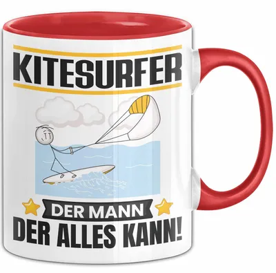 Produktbild von Kitesurfer Tasse Geschenk für Kitesurfer Der Mann Der Alles Kann Geschenkidee zum Geburtstag (Rot)