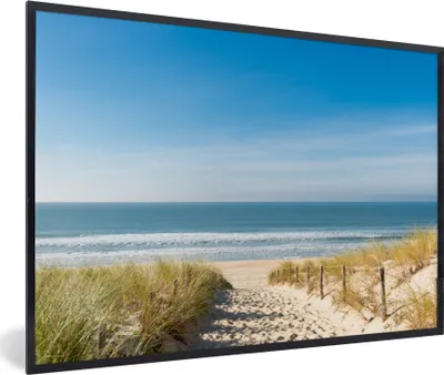 Produktbild von MuchoWow® MuchoWow® Gerahmtes Poster Strand - Meer - Düne - Sand - Sommer 60x40 cm - Poster mit zchwarzem Bilderrahmen - Printing - Wanddeko Schlafzimmer