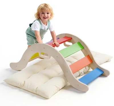 Produktbild von Holz-Klettergerüst für Kleinkinder, 2-in-1-Spielset
