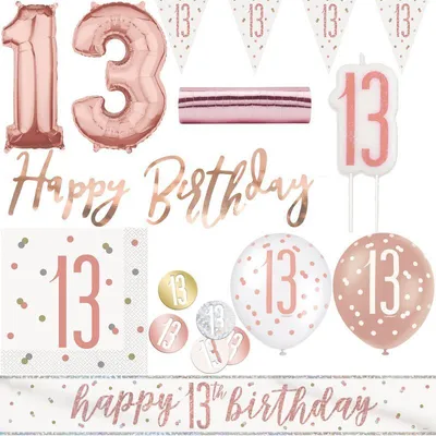 Produktbild von 13. Geburtstag Deko roségold Party Dekoration Set Mädchen Geburtstagsdeko