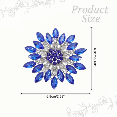 Produktbild von Strass Blumenbroschen, Mode Strass Brosche, Pin Abzeichen kristall Vintage elegante Strass Knofš¹r Damen Kleid Bouquet Mantel Hut Tasche,K?nigsblau