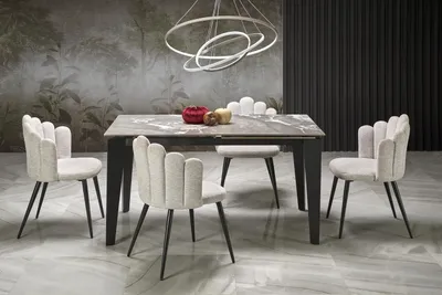 Imagen del producto de Mesa de comedor Felix, extensible, para 8 personas, de 141x76x81 cm. Mesa de cocina en color gris/negro