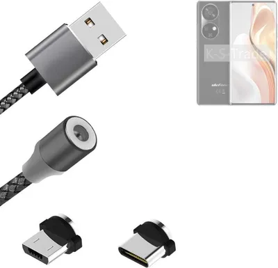 Produktbild von K-S-Trade Hochwertiges Magnet-Lade-kabel Sync-Kabel Daten-Kabel für Ulefone Note 17 Pro mit USB-Typ-C-Anschluss und Micro-USB-Anschluss 2A bis zu