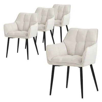 Produktbild von ML-Design 4x Esszimmerstuhl aus Frotteestoff, Creme, mit dickem gepolsterter Sitz