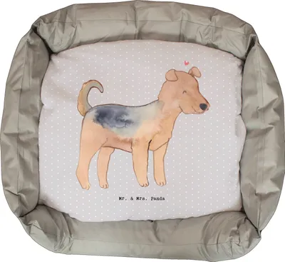 Produktbild von Mr. & Mrs. Panda Hundekissen Airedale Terrier Lebensretter - Grau Pastell - Geschenk, Vatertag, Valentinstag, Welpen, Hund, Muttertag, Nikolaus