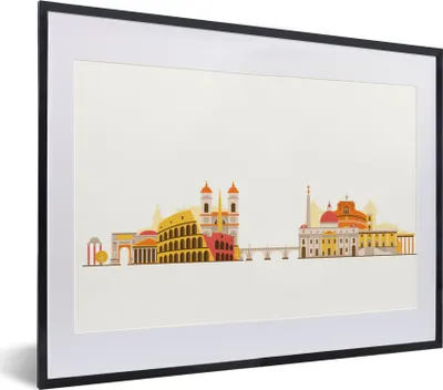 Produktbild von MuchoWow® MuchoWow® Gerahmtes Poster Rom - Skyline - Italien 40x30 cm - Poster mit zchwarzem Bilderrahmen - Bilderrahmen - Poster im Rahmen