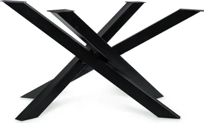 Obrázok produktu pre Rám stola Orion (XL - veľkosť 150x81xH71 cm, čierny) Dizajnový krížový rám robustné pevné stolové podnože oceľové nohy stola kovový profil 8x4 cm