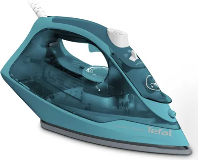 Produktbild von Tefal EXPRESS STEAM FV2867E0, Trocken- & Dampfbügeleisen, Cerilium-Sohle, 1,9 m, 200 g/min, Türkis, 45 g/min