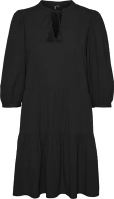 Produktbild von VERO MODA Kurzes Crepe Kleid mit Kordel Midi Dress 3/4 Ärmel Größe: M