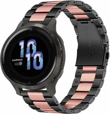 Produktbild von Strap-it Stahlarmband - Kompatibel mit Garmin Venu 2s Armband 40mm - Gliederarmband Hochwertiger EdelstahlFaltschließe für Armband Schwarz, Rosa18mm Smartwatch